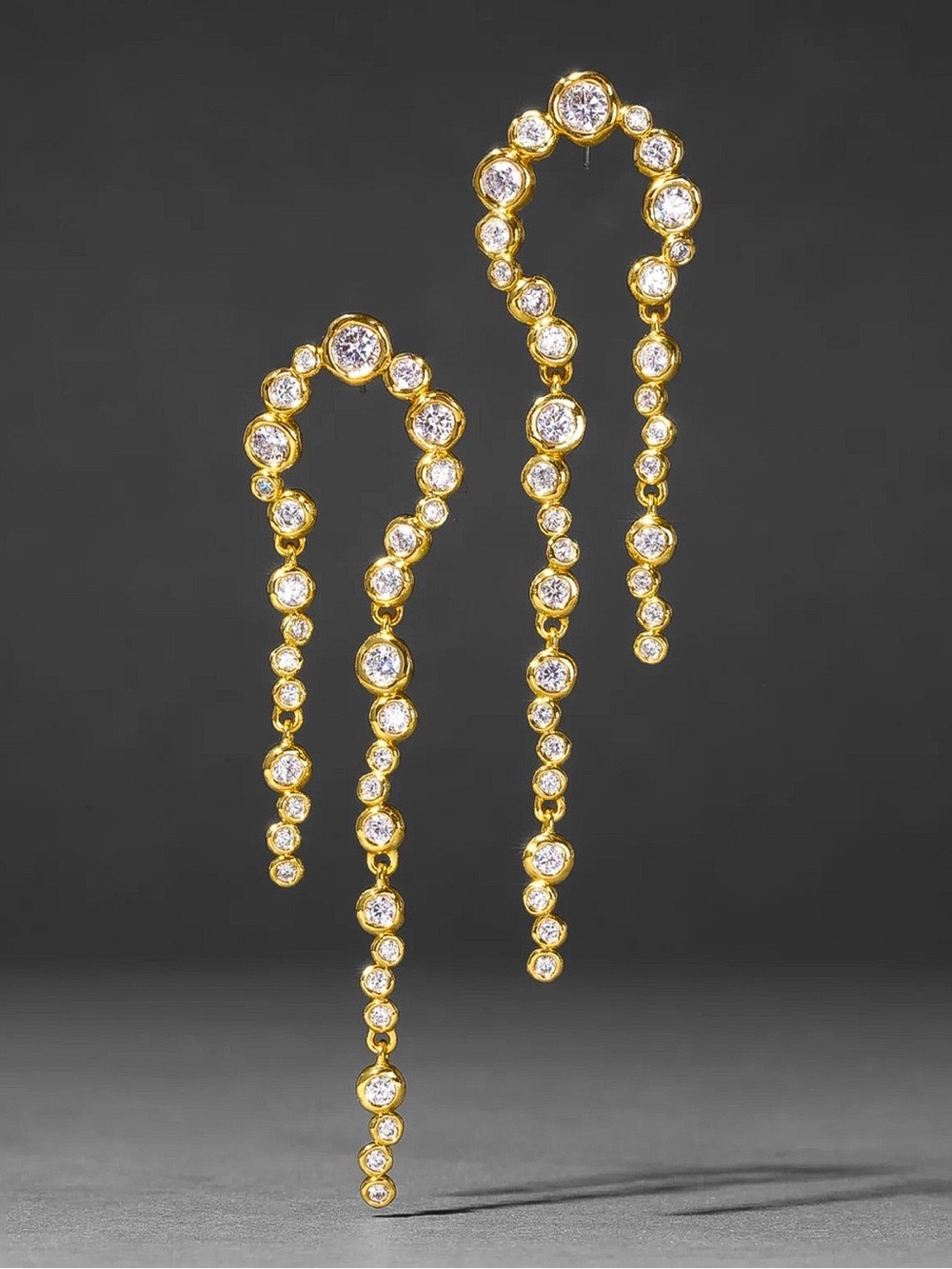 Alexis Bittar Asterales Gold Arched Long Earrings